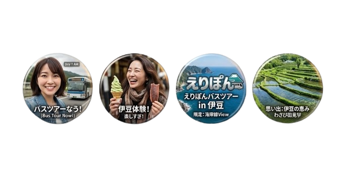 【中村繪里子＆下田麻美 バスツアー2026】ツアー写真 缶バッチ 4種セット